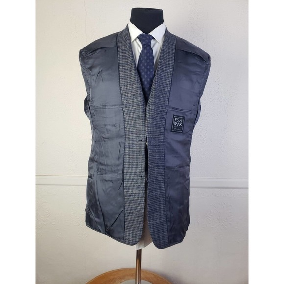 Jos A Bank Signature Blue Gray Check Plaid 2 Button Sport Coat Blazer Mens 43L - Picture 4 of 6